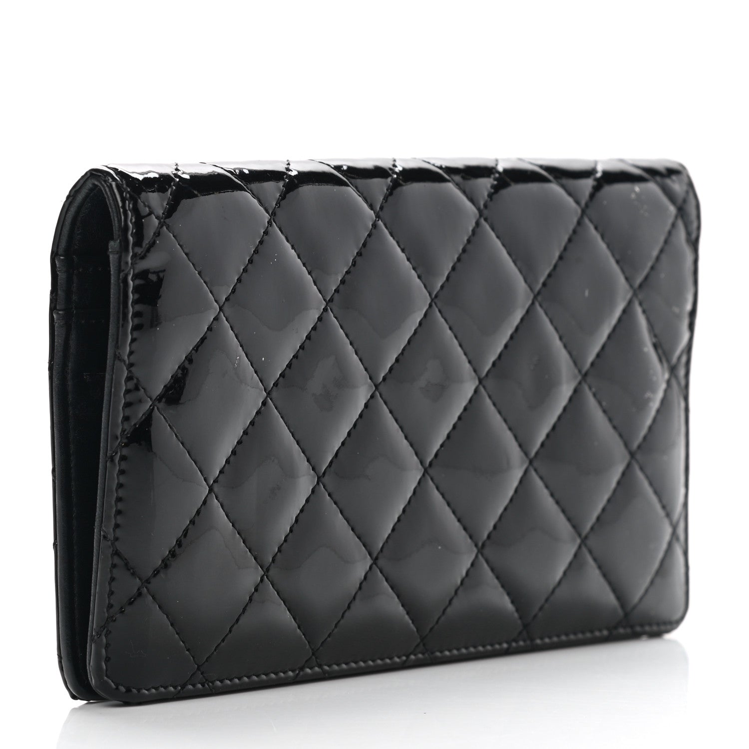 Chanel Patent Quilted Brilliant Yen Wallet Black 3 of 12