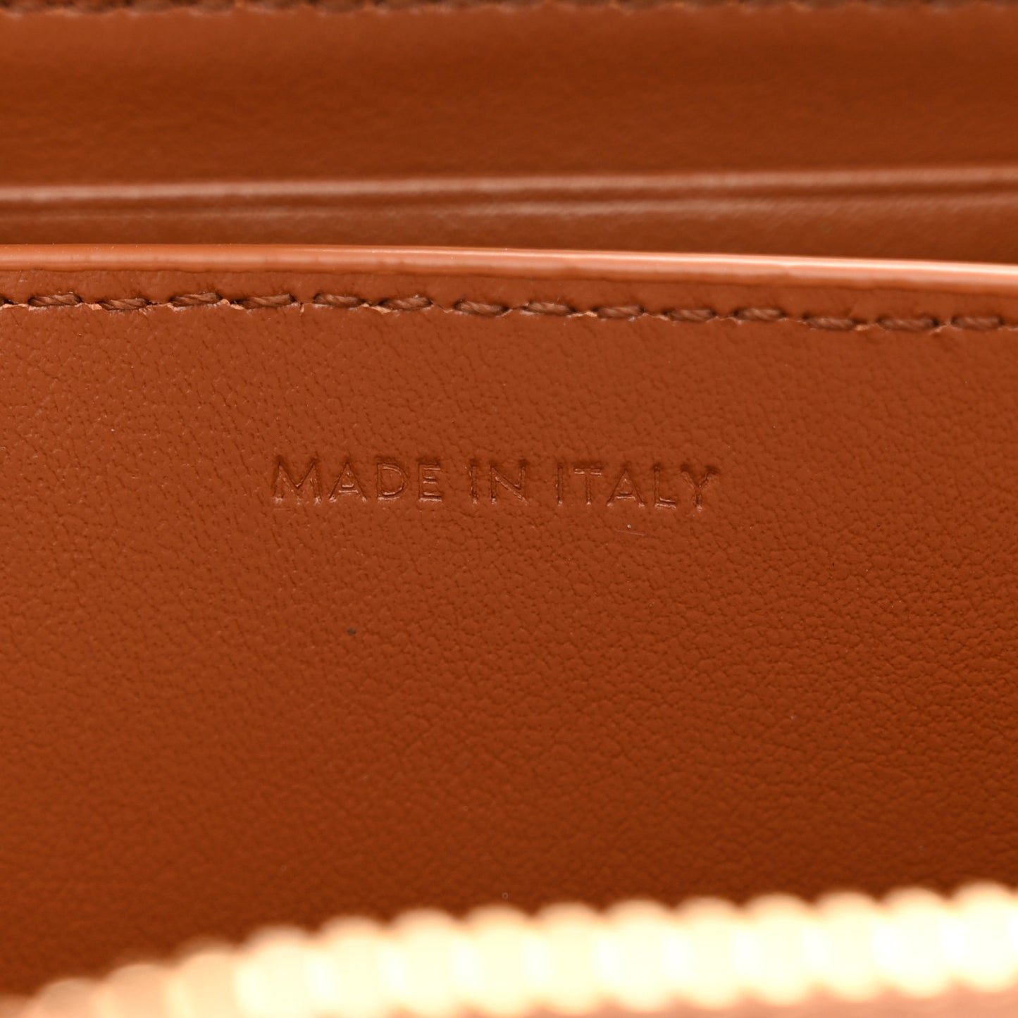 Calfskin Triomphe Zipped Compact Wallet Tan