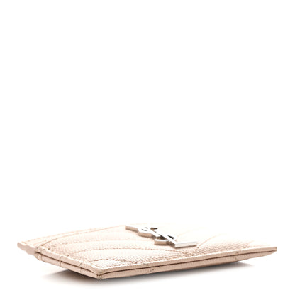 Saint Laurent Grain De Poudre Matelasse Chevron Monogram Credit Card Case Pale Pink 4 of 7
