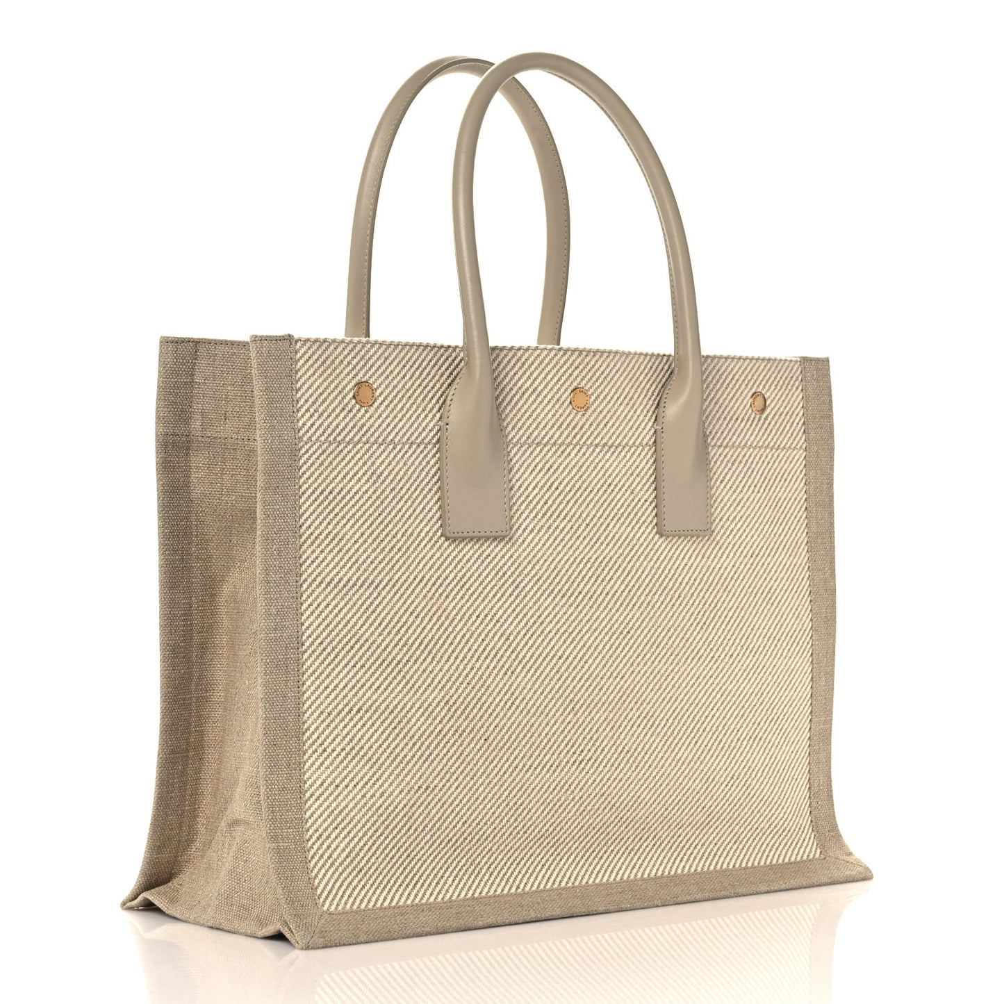 Linen Calfskin Small Rive Gauche Tote Beige Sea Salt