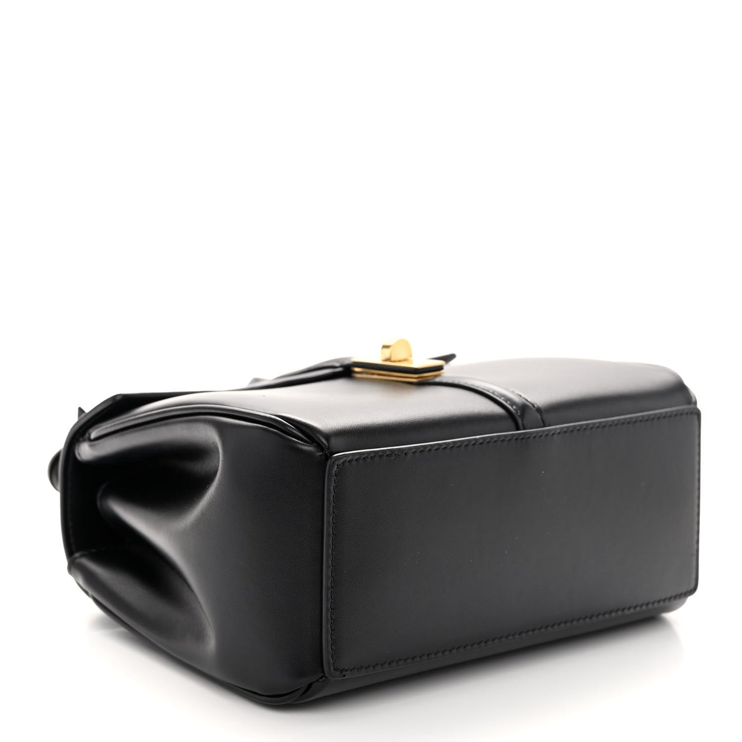 Satinated Calfskin Mini 16 Top Handle Bag Black