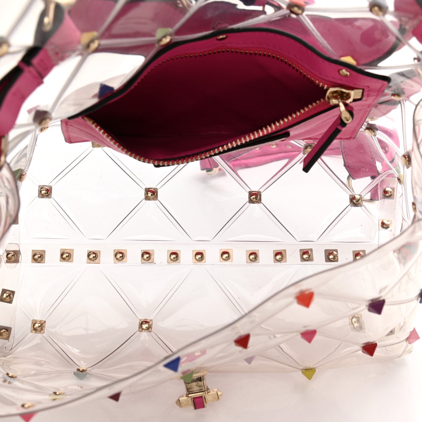 PVC Medium Candystud Top Handle Bag Multicolor