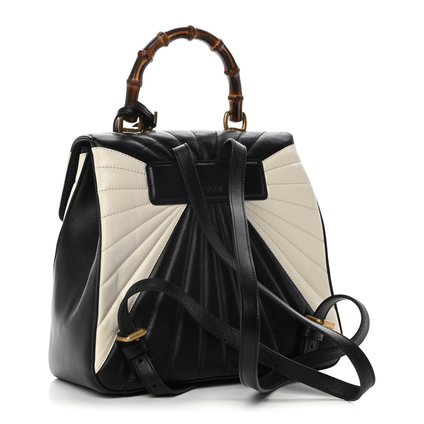 Calfskin Bamboo Trapuntata Queen Margaret Backpack Mystic White Black