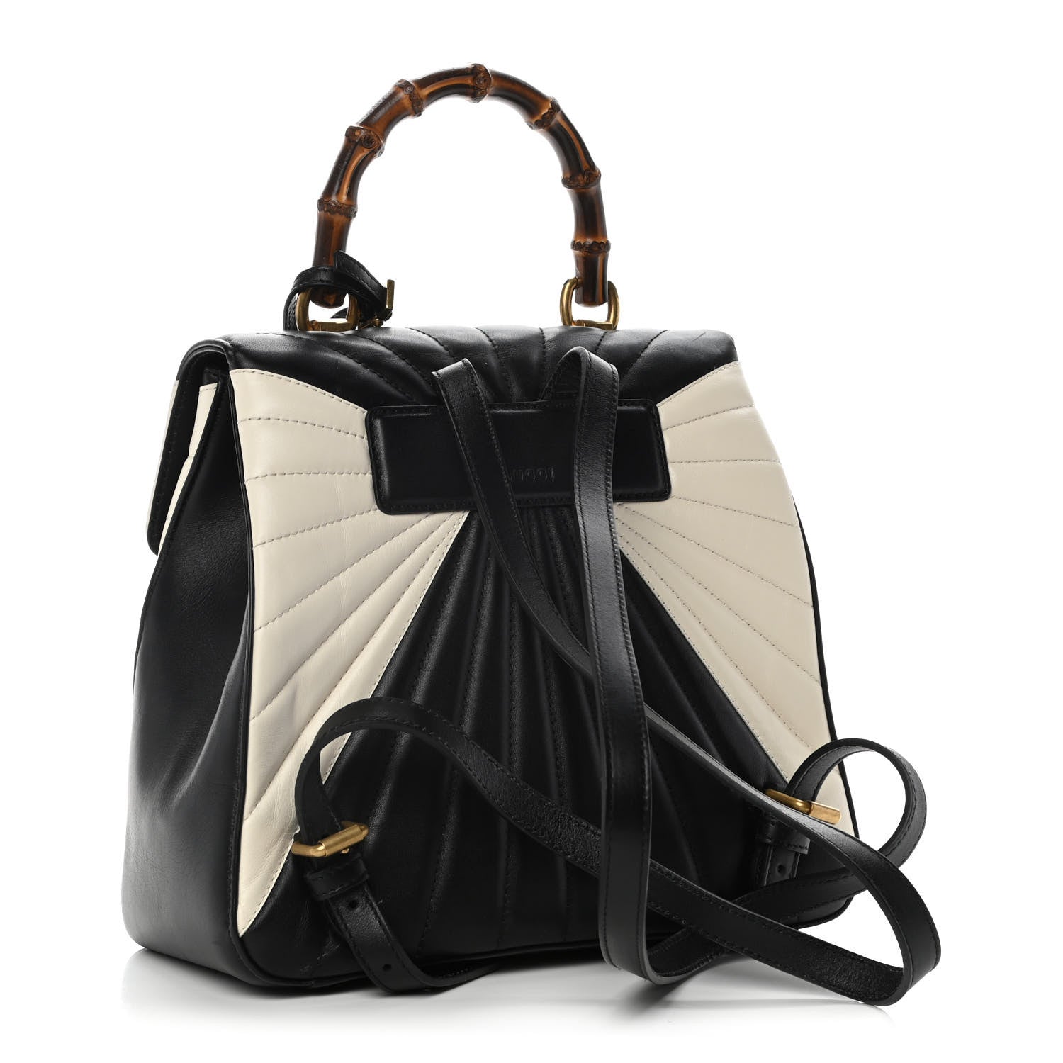 Gucci Calfskin Bamboo Trapuntata Queen Margaret Backpack Mystic White Black 3 of 19