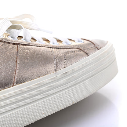 Saint Laurent Metallic Calfskin Court Sneakers 37.5 Pale Gold 15 of 16