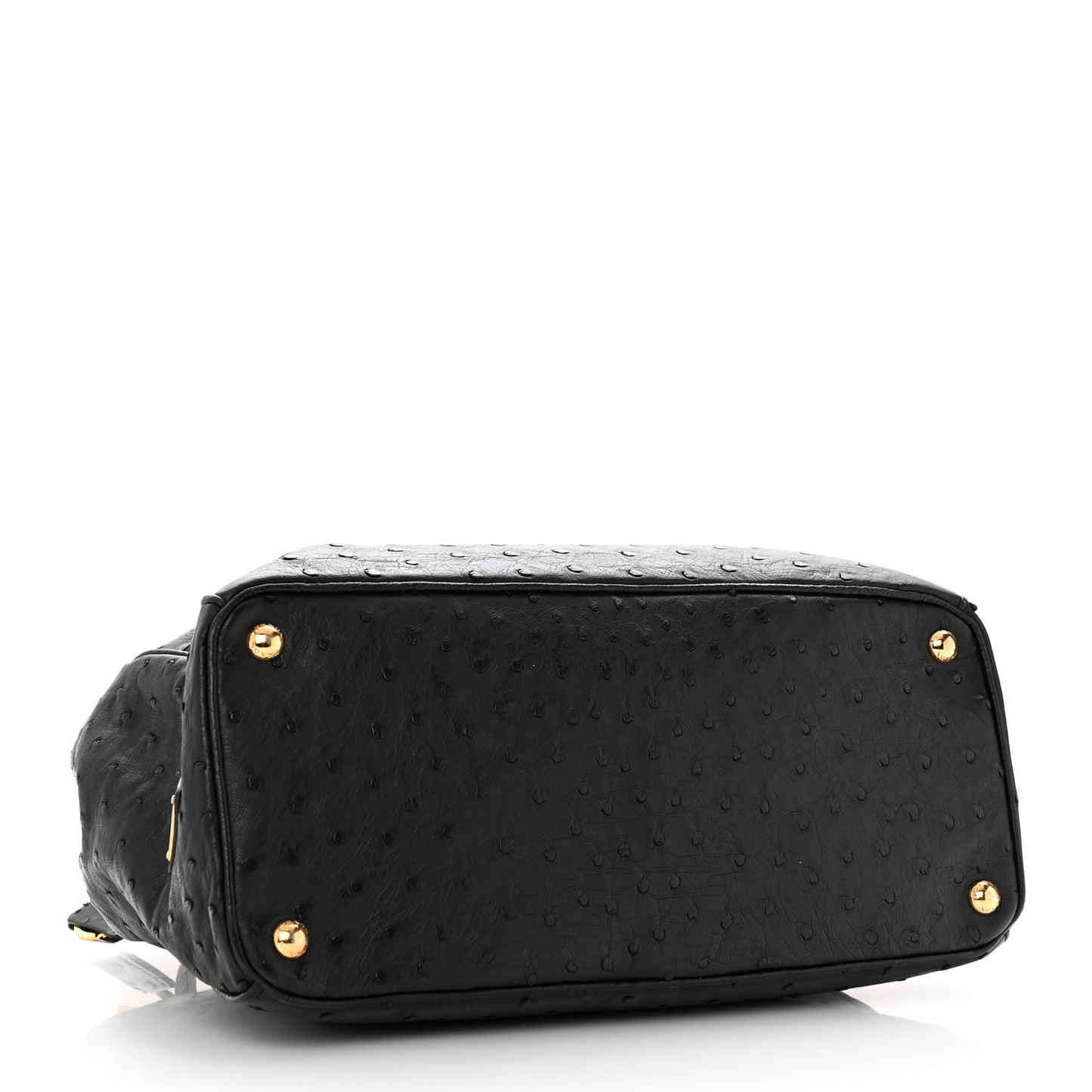 Ostrich Double Zip Tote Black