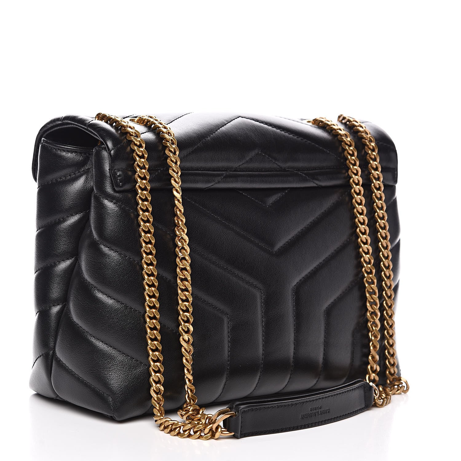 Saint Laurent Calfskin Y Quilted Monogram Small Loulou Chain Satchel Black 3 of 9