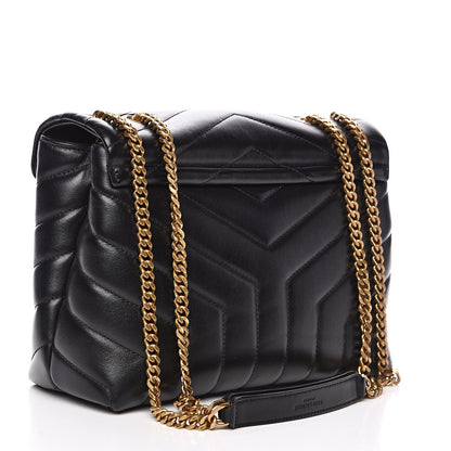 Saint Laurent Calfskin Y Quilted Monogram Small Loulou Chain Satchel Black 3 of 9