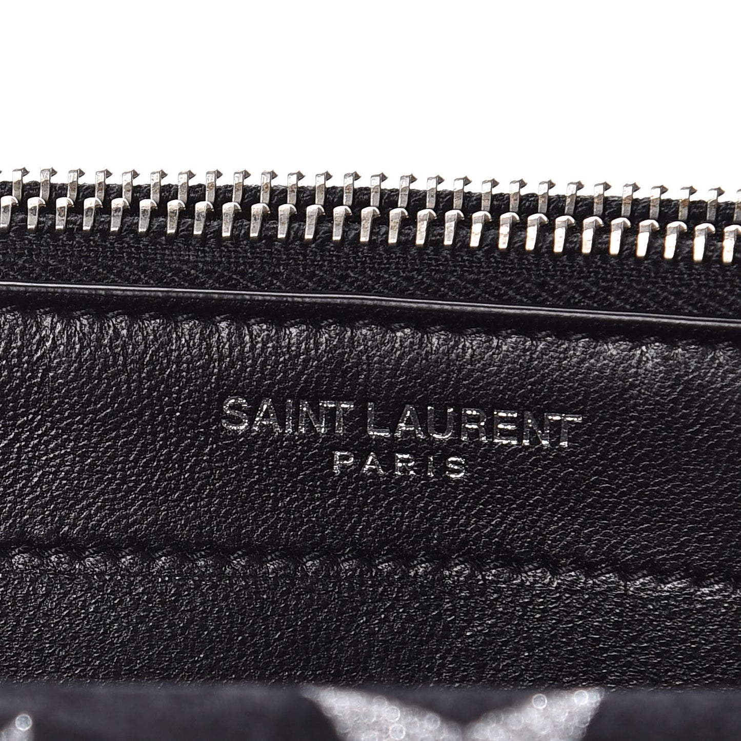 Suede Star Print Monogram Tassel Chain Wallet Black Silver
