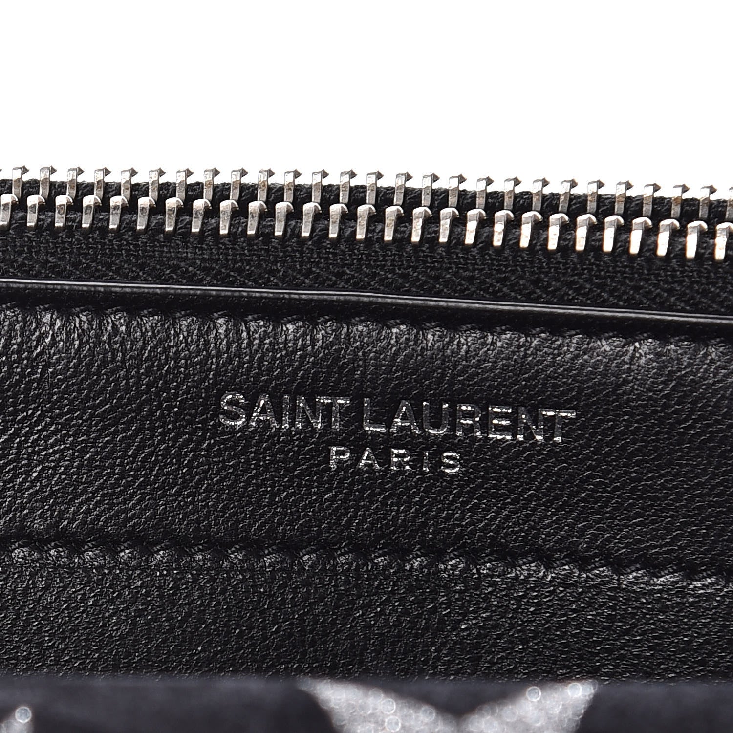 Saint Laurent Suede Star Print Monogram Tassel Chain Wallet Black Silver 9 of 10