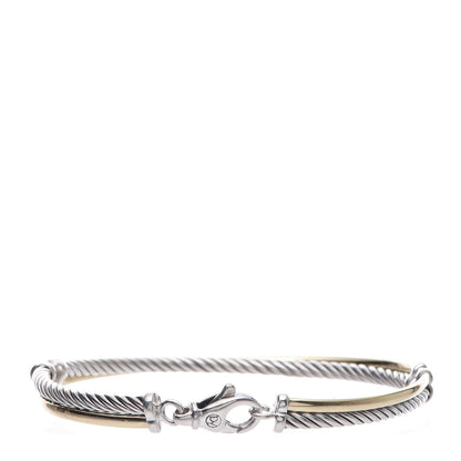 David Yurman Sterling Silver 18K Yellow Gold 3mm Crossover Bracelet 3 of 6