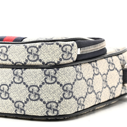 Gucci GG Supreme Monogram Textured Dollar Calfskin Web Mini Ophidia Double Zip Messenger Bag Beige Blue 10 of 10