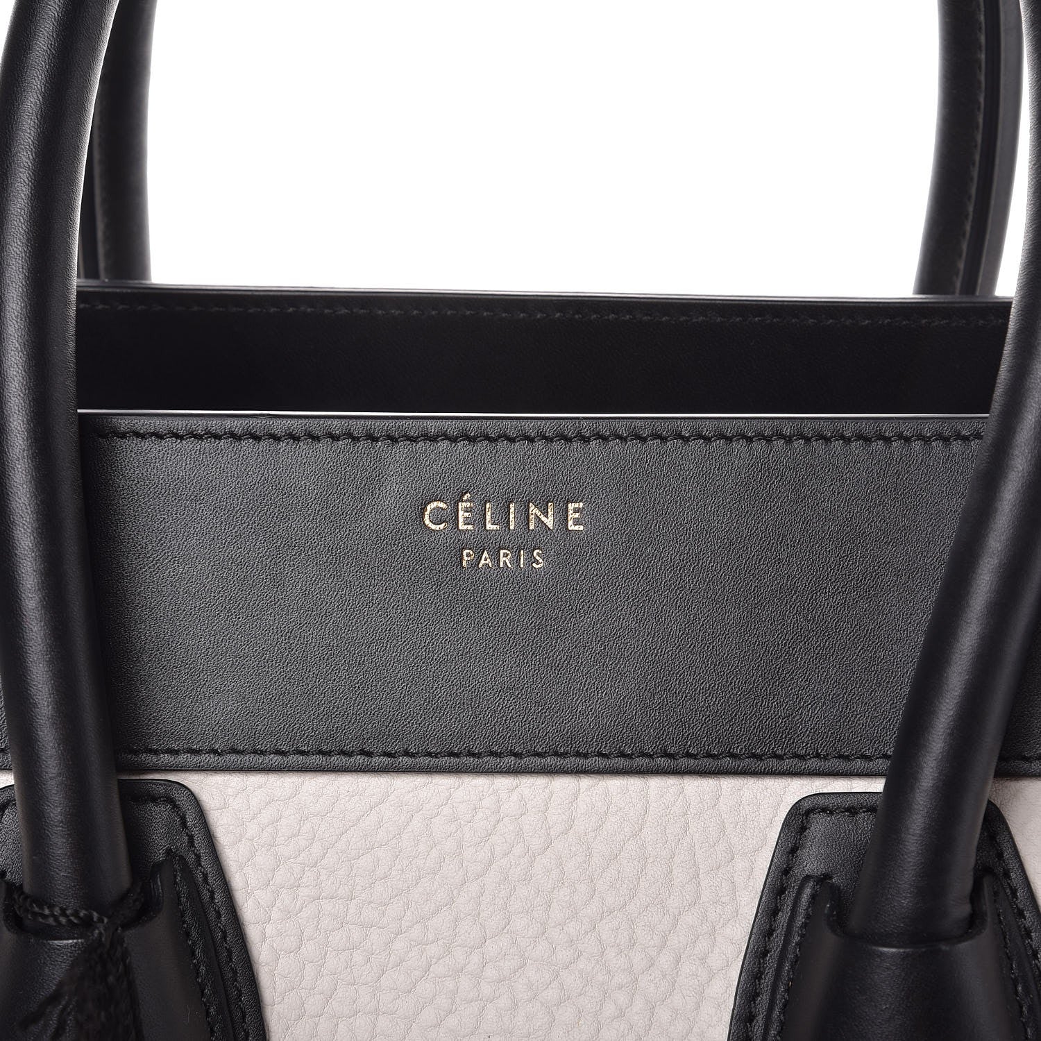 Celine Elephant Calfskin Suede Mini Bi-Color Luggage Black White 6 of 7