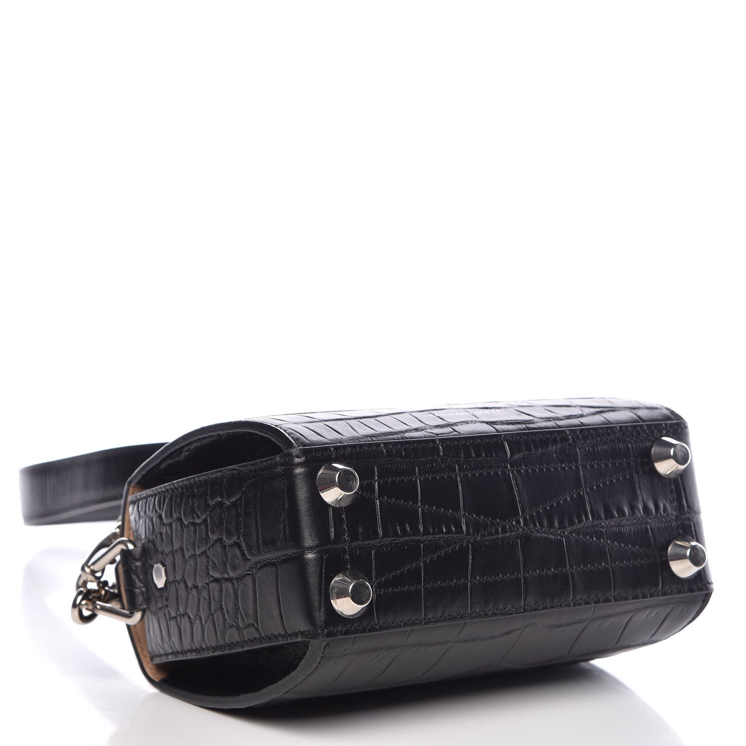 Alexander McQueen Calfskin Crocodile Embossed Box Shoulder Bag 19 Black 4 of 6