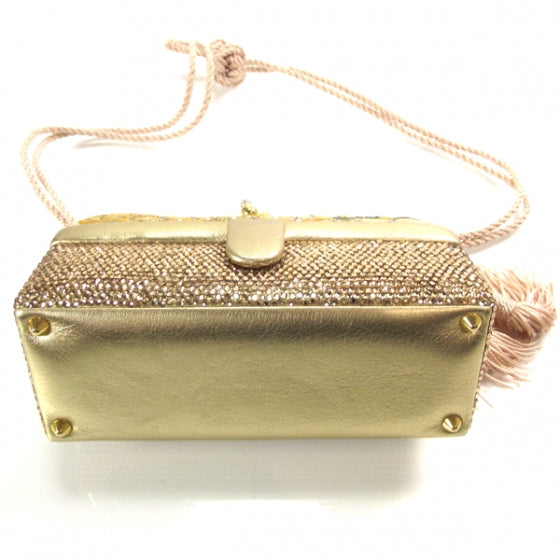 Judith Leiber Swarovski Crystal Kisslock Evening Bag Gold 4 of 8