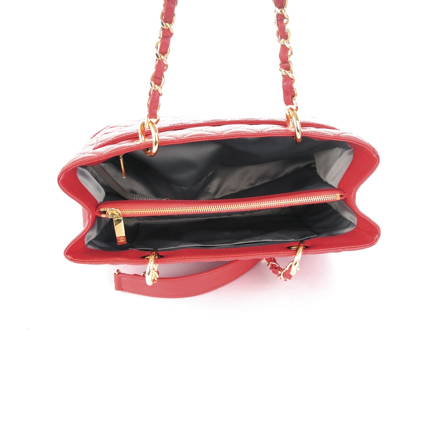 Caviar Quilted Grand Shopping Tote GST Rouge