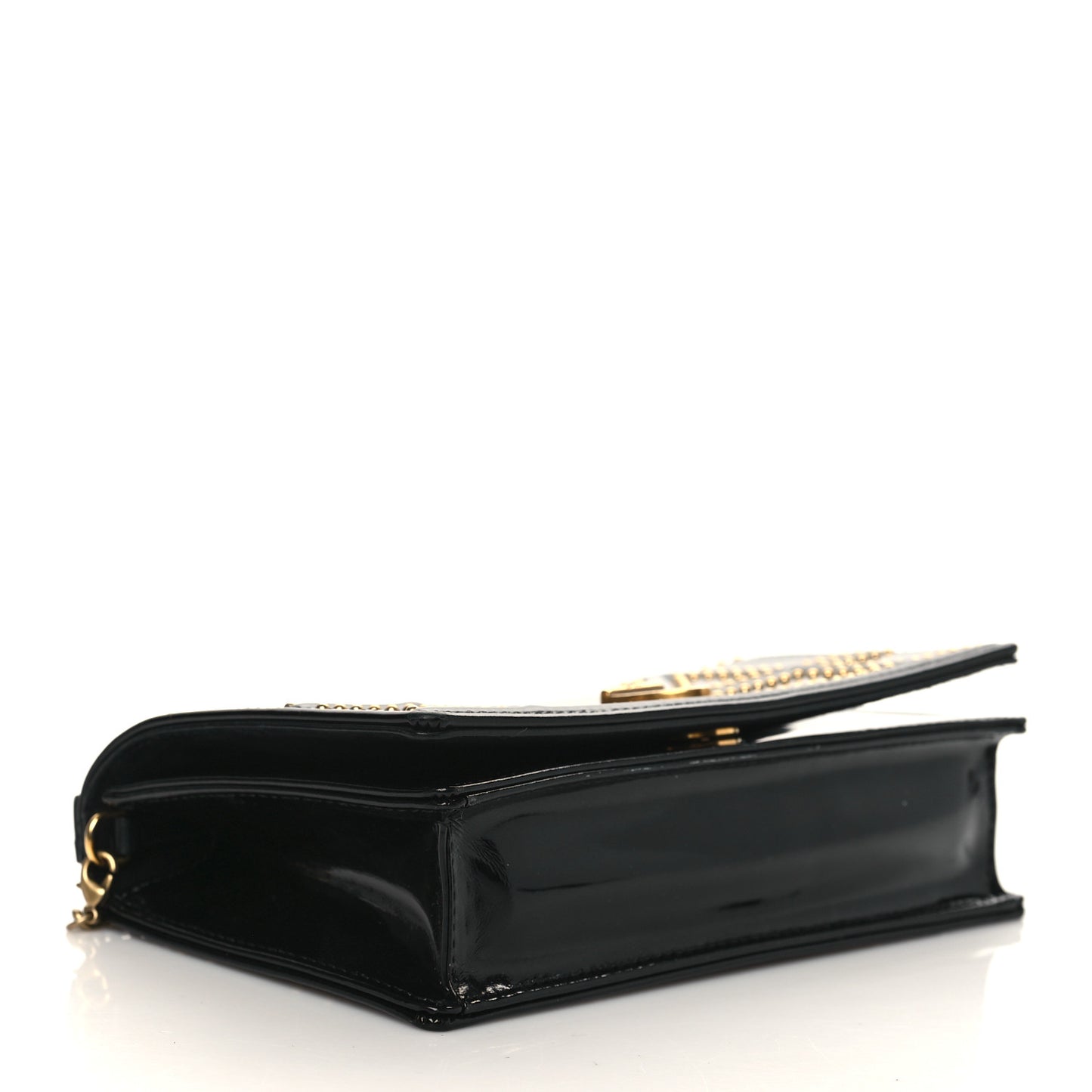 Patent Studded Diorama Flap Bag Black