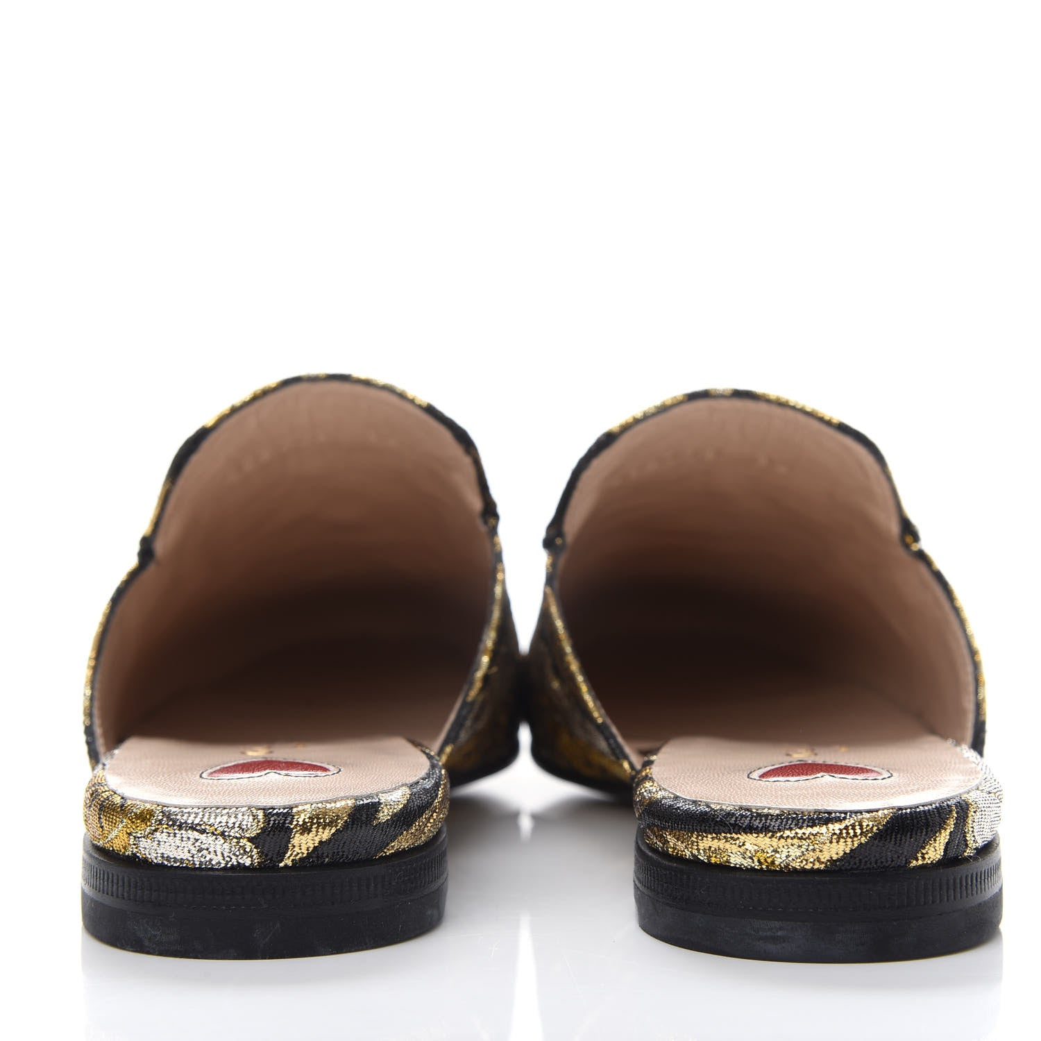 Gucci Jacquard Floral Womens Princetown Slippers 36 Oro Black 7 of 11