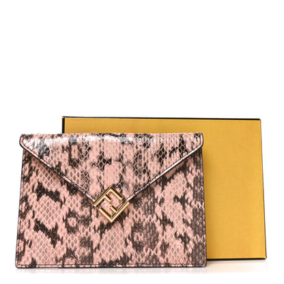 Fendi Snakeskin F is Fendi Medium Flat Envelope Pouch Rose Oro 8 of 8