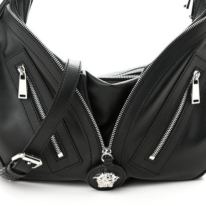 Versace Calfskin Medium Repeat Zip Hobo Black 9 of 11
