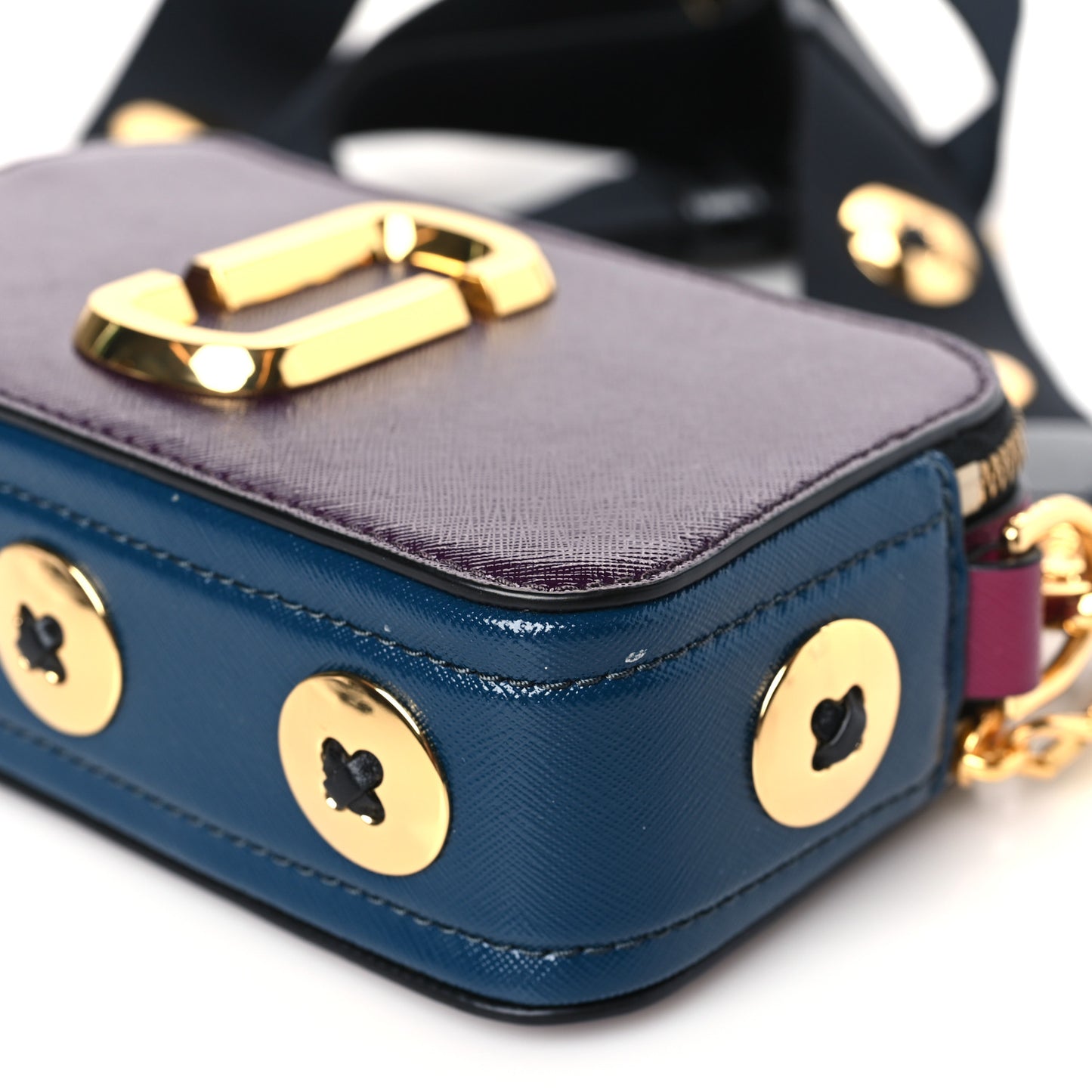 Saffino Small Stud Snapshot Camera Bag Purple Gold