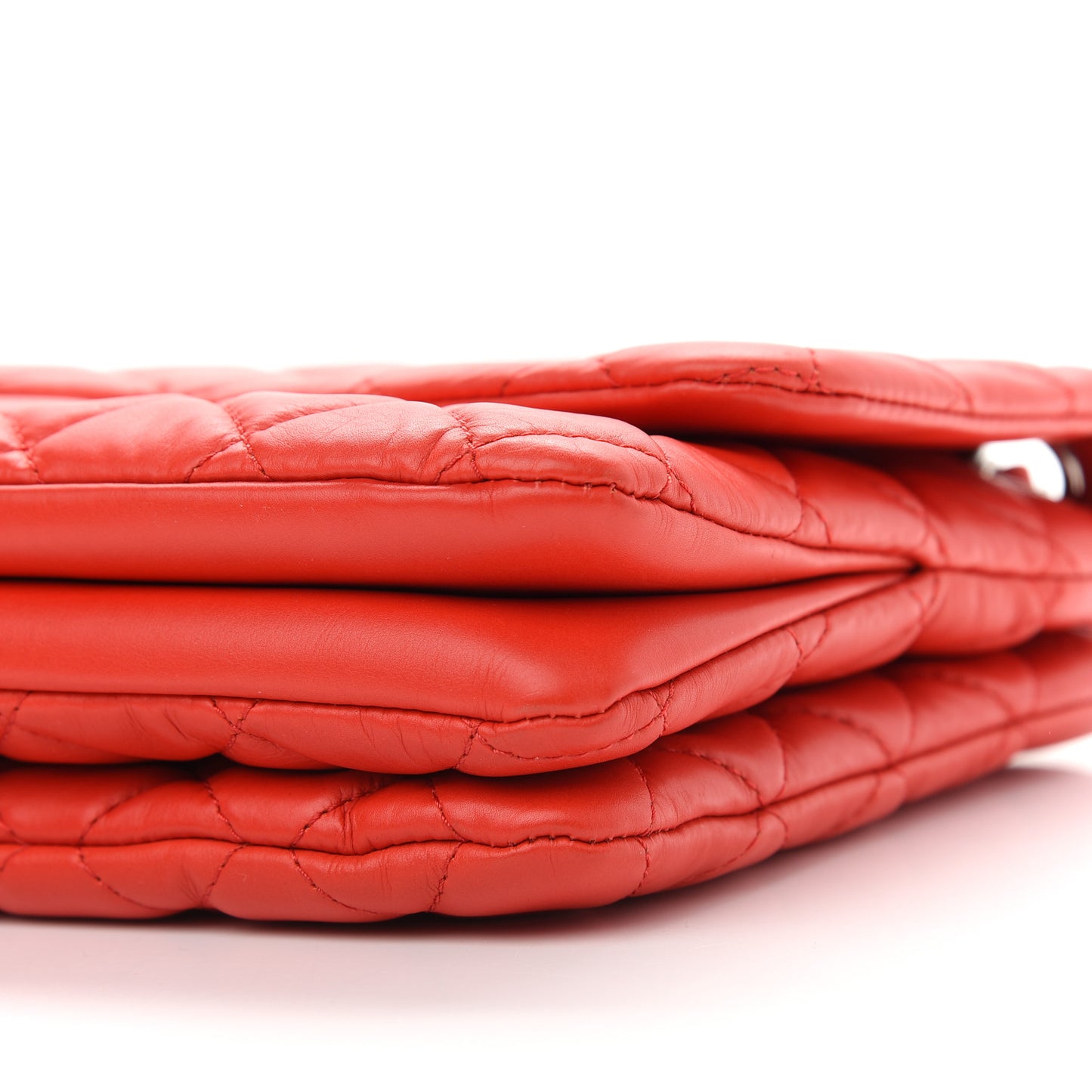 Calfskin Quilted Tender Touch Flap Bag Red