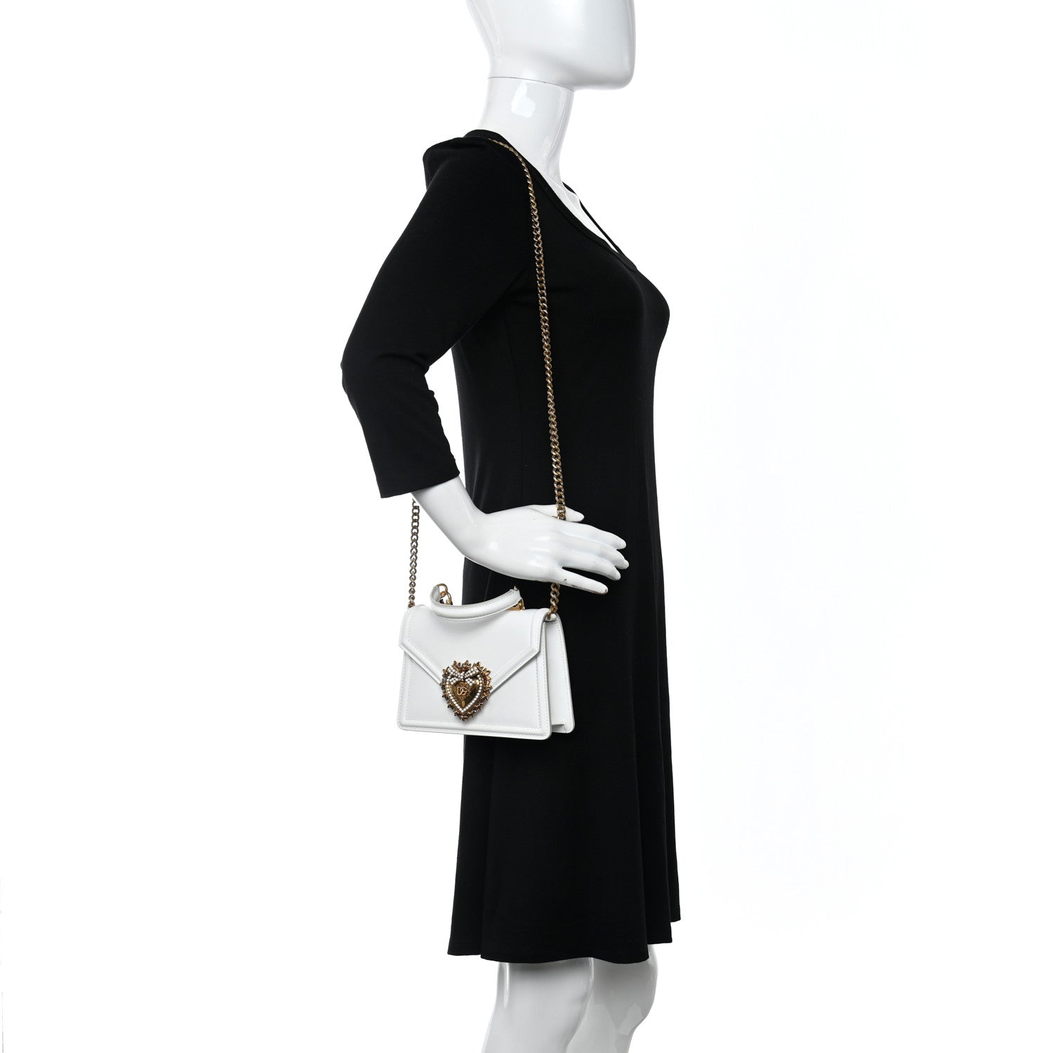 Dolce & Gabbana Smooth Calfskin Small Devotion Envelope Top Handle Bag White 2 of 10