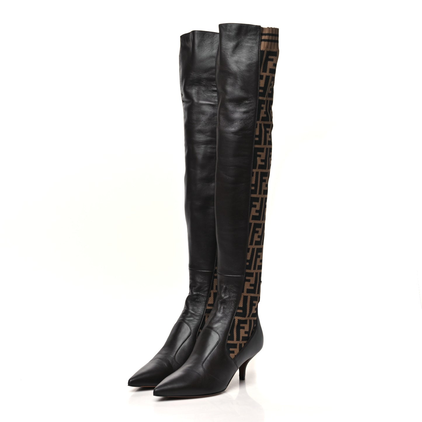 Nappa Microfiber Fabric FF Rockoko Thigh High Boots 35 Ebano Tobacco Black