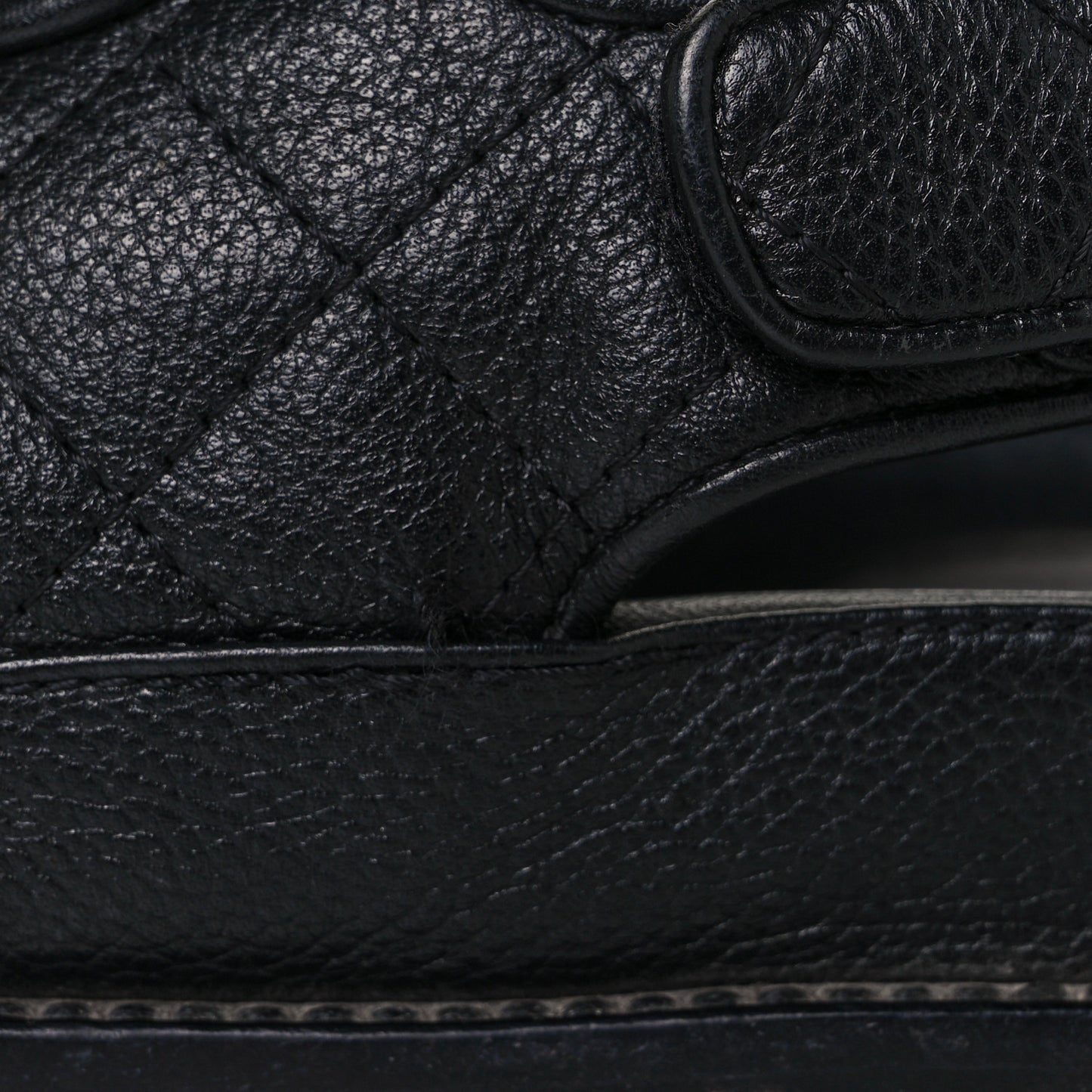 Grained Calfskin Velcro Dad Sandals 37.5 Black