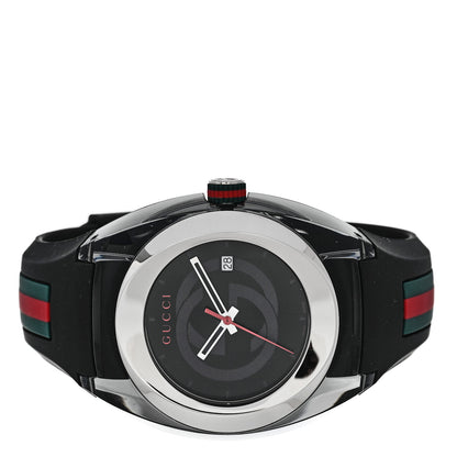 Gucci Stainless Steel Rubber 46mm Sync Web Quartz Watch Black 2 of 5
