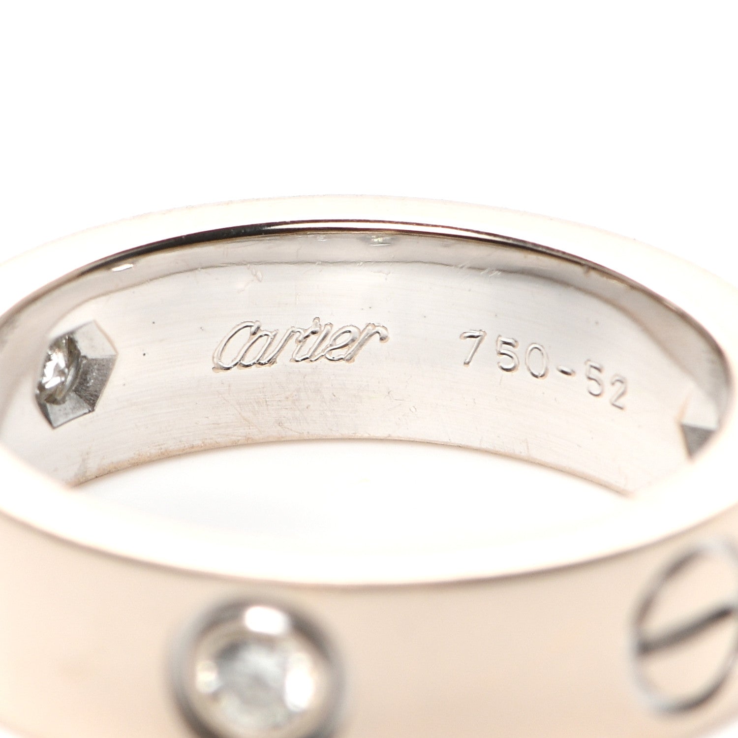 Cartier 18K White Gold 3 Diamond 5.5mm LOVE Ring 52 6 10 of 10