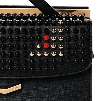 Fendi Vitello Elite Studded Monster Mini Demi Jour Shoulder Bag Black 14 of 14