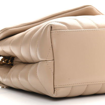 Saint Laurent Calfskin Y Quilted Monogram Small Loulou Chain Satchel Dark Beige 9 of 10
