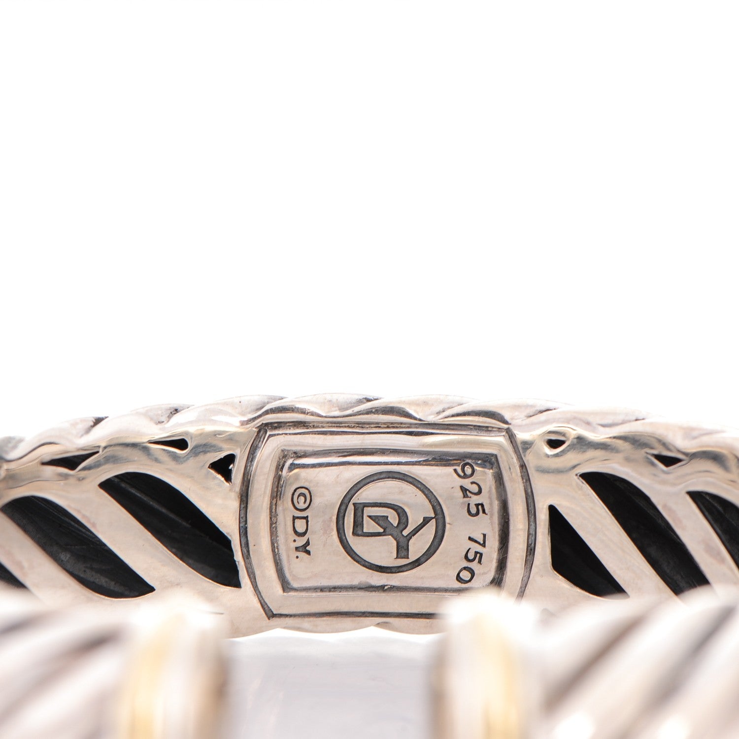 David Yurman Sterling Silver 18K Yellow Gold 15mm Sculpted Cable Cuff 4 of 4
