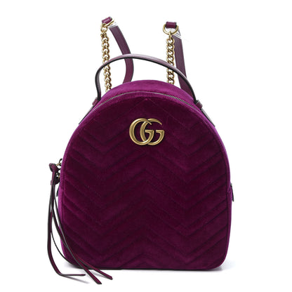 Gucci Velvet Matelasse GG Marmont Dome Backpack Fuchsia Violet Cyclamen 1 of 9