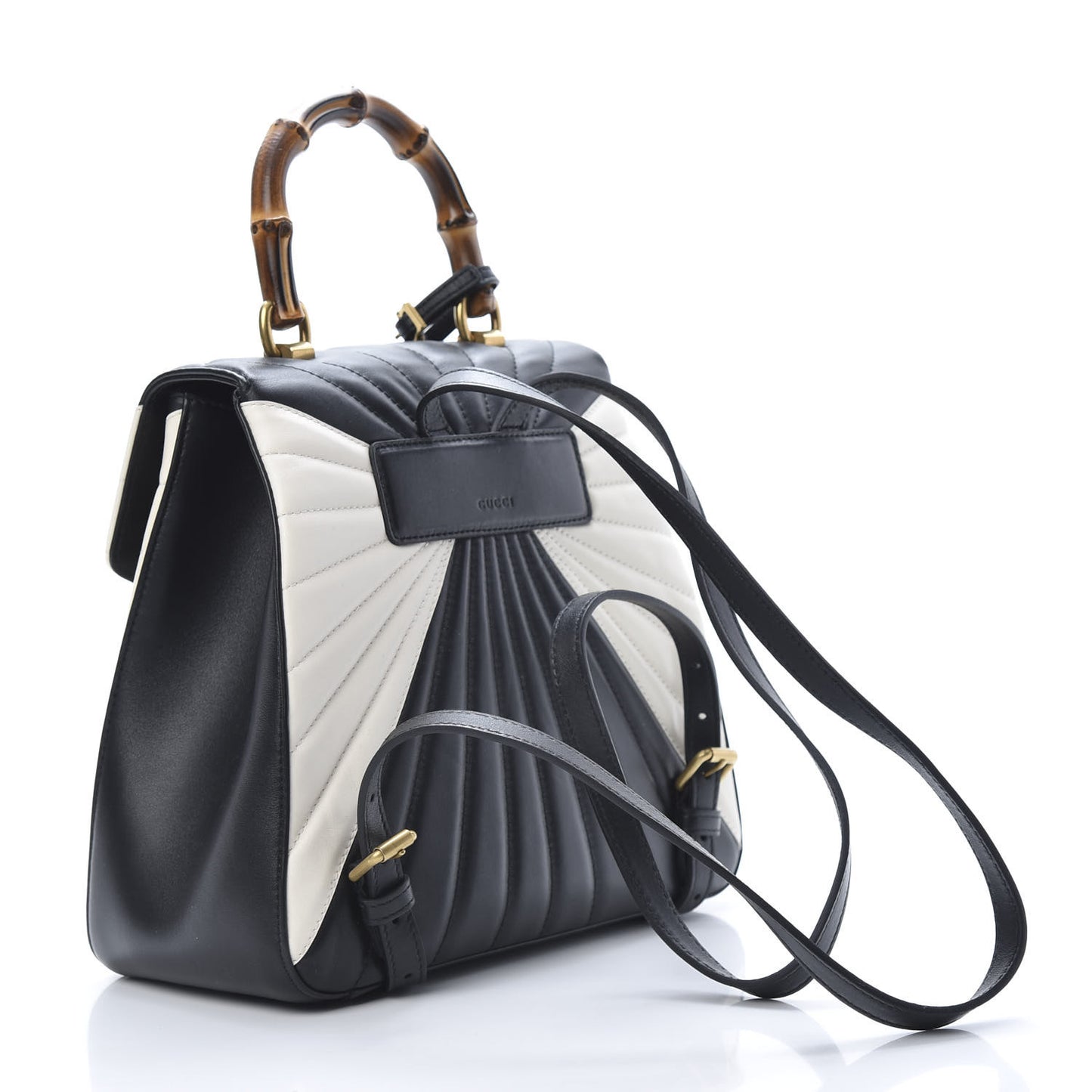 Calfskin Bamboo Trapuntata Queen Margaret Backpack Mystic White Black