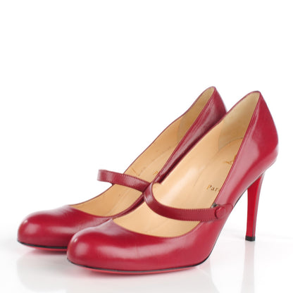 Christian Louboutin Kid Leather Wallis 85 Mary Jane Pumps 40.5 Red 3 of 8