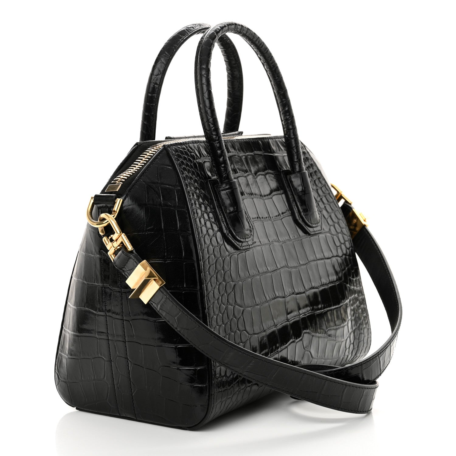 Givenchy Calfskin Crocodile Embossed Small Antigona Black 3 of 10