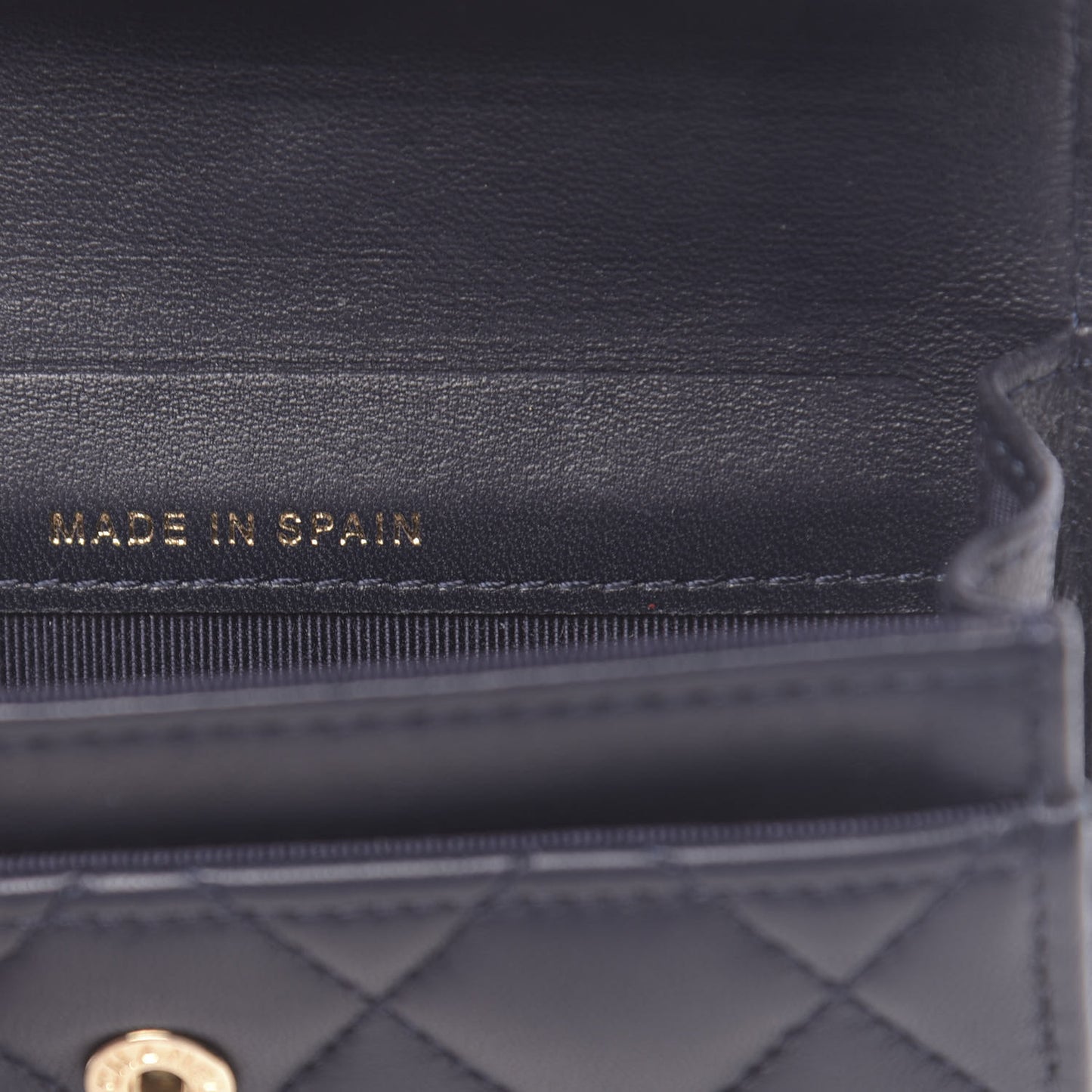 Lambskin Quilted Flap Card Holder Navy