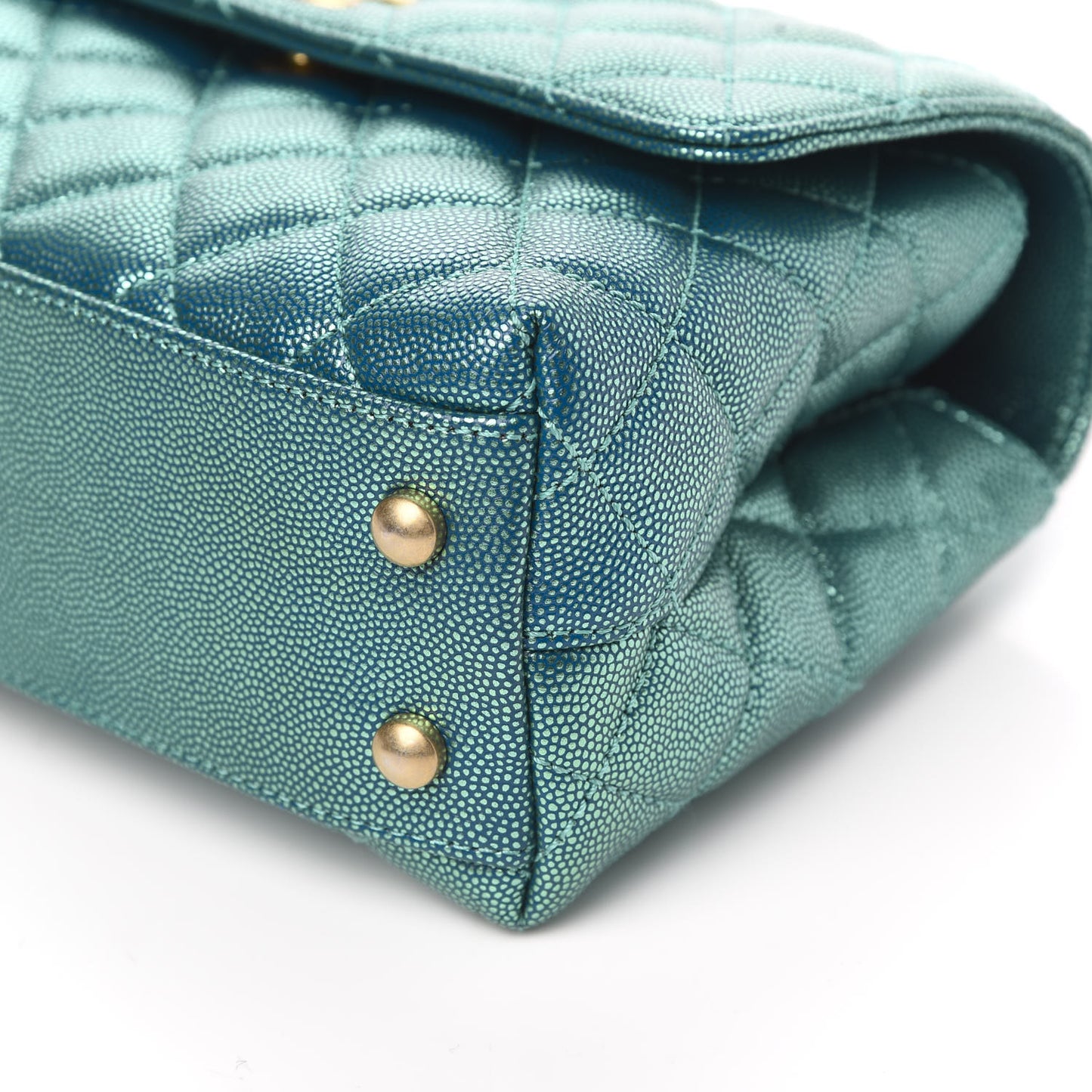 Metallic Caviar Quilted Mini Coco Handle Flap Blue
