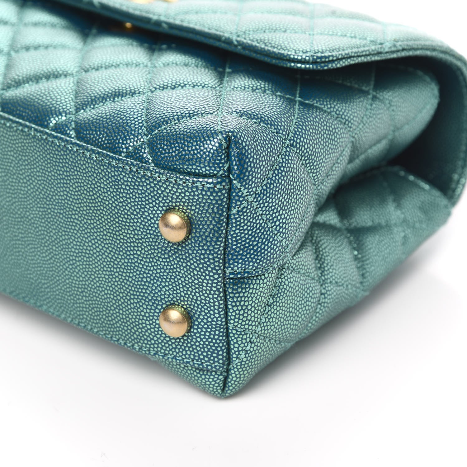 Chanel Metallic Caviar Quilted Mini Coco Handle Flap Blue 9 of 11