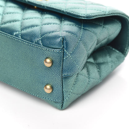 Chanel Metallic Caviar Quilted Mini Coco Handle Flap Blue 9 of 11
