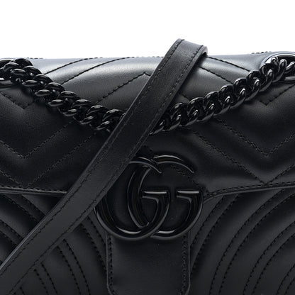 Gucci Calfskin Matelasse Monochrome Mini GG Marmont Shoulder Bag Black 6 of 8