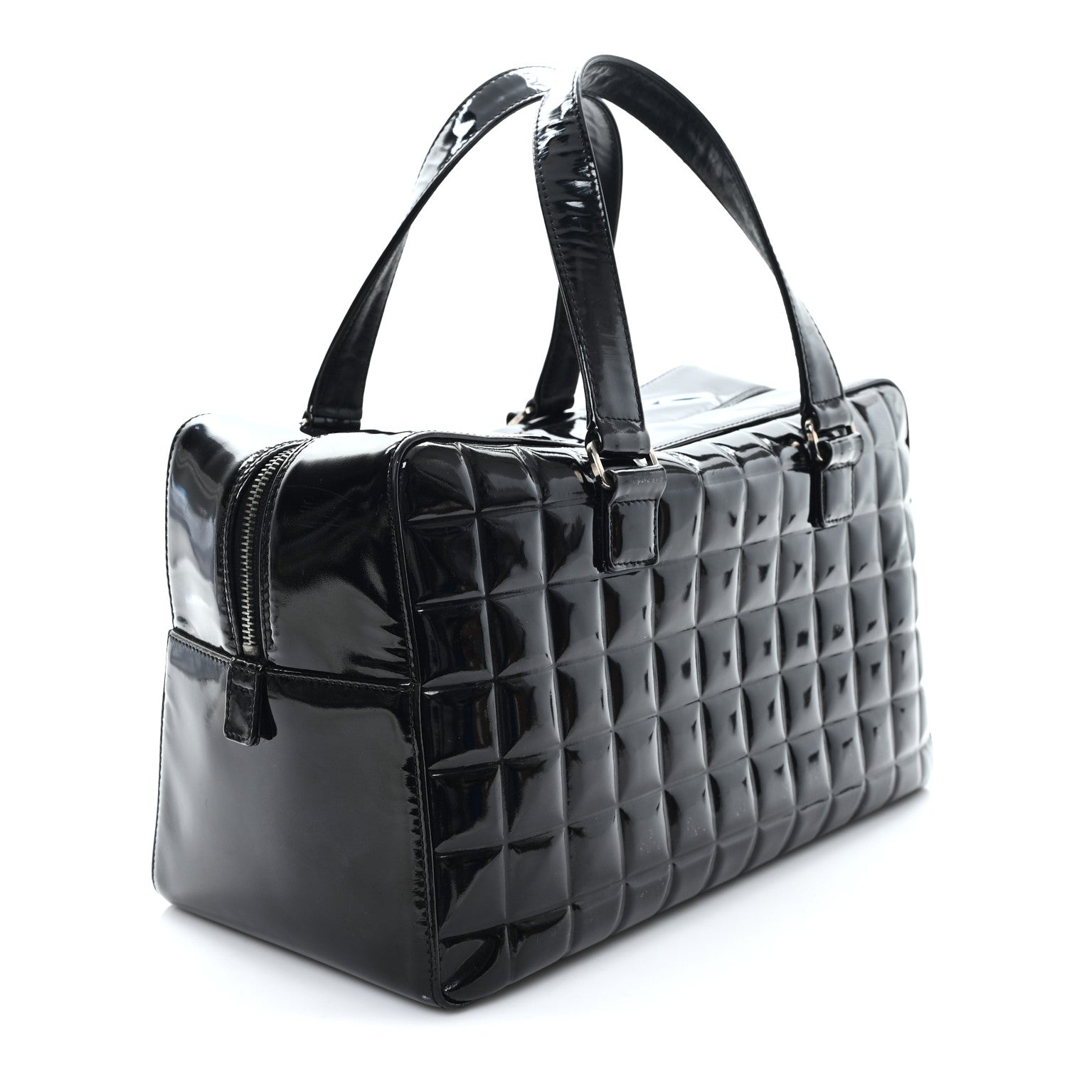 Chanel Patent Quilted Chocolate Bar Bowler Black 3 of 12