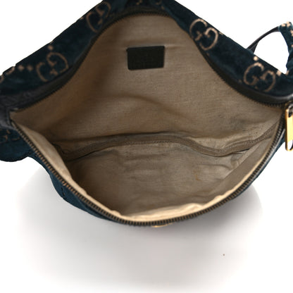 Gucci Velvet GG Monogram Web Belt Bag Blue Beige 5 of 9