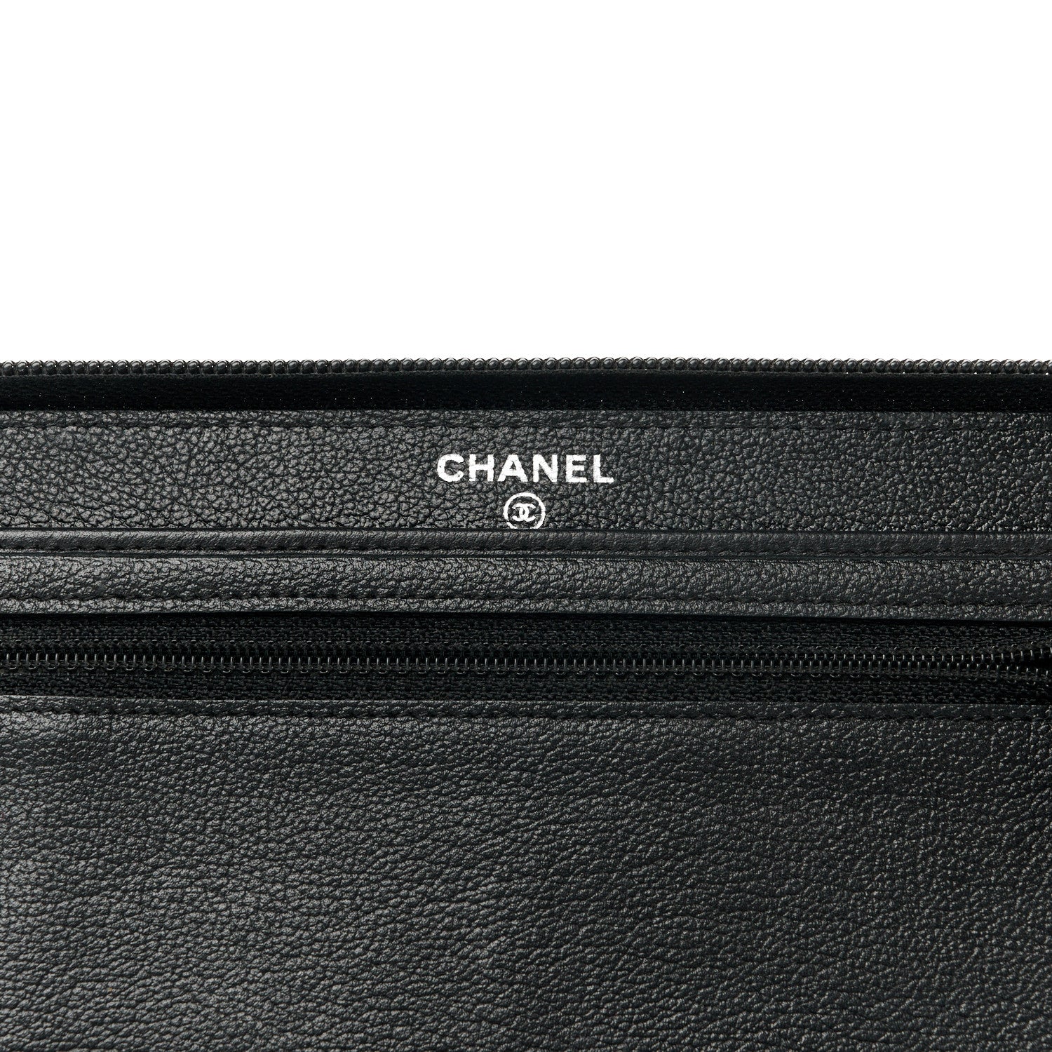 Chanel Goatskin Camellia Embossed Zip Around Organizer Wallet Black 6 of 10
