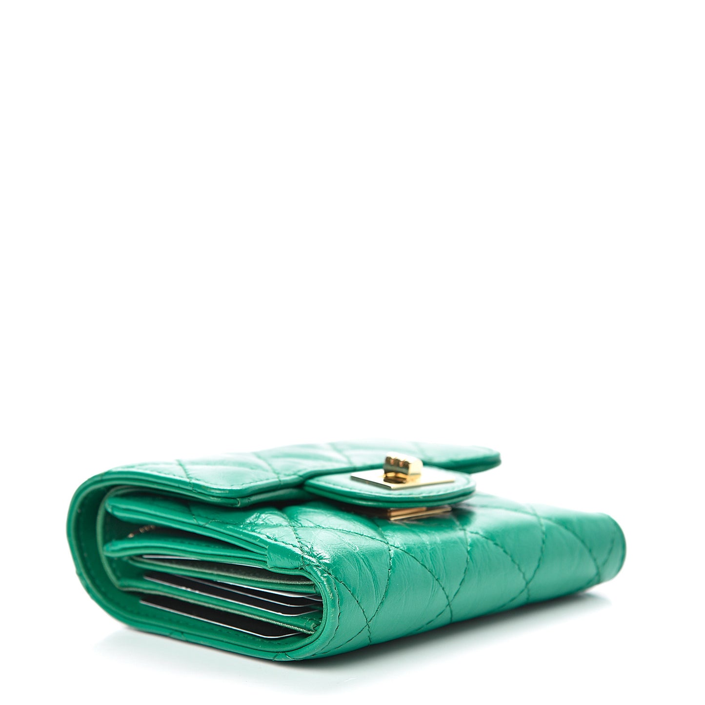Aged Calfskin Quilted Reissue Compact Wallet Green