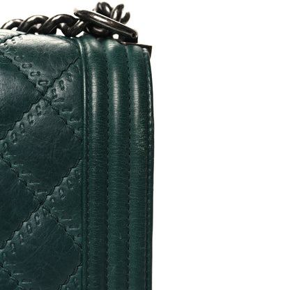 Chanel Calfskin Double Stitch Medium Boy Flap Green 14 of 14