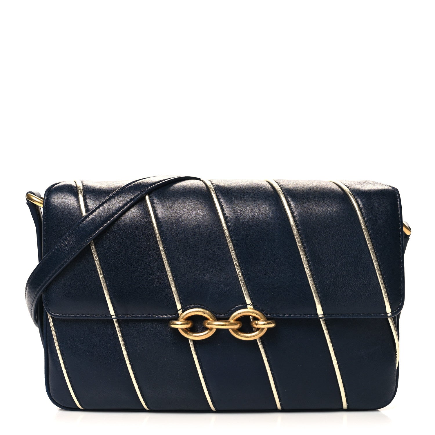 Saint Laurent Lambskin Quilted Le Maillon Satchel Marine 1 of 13