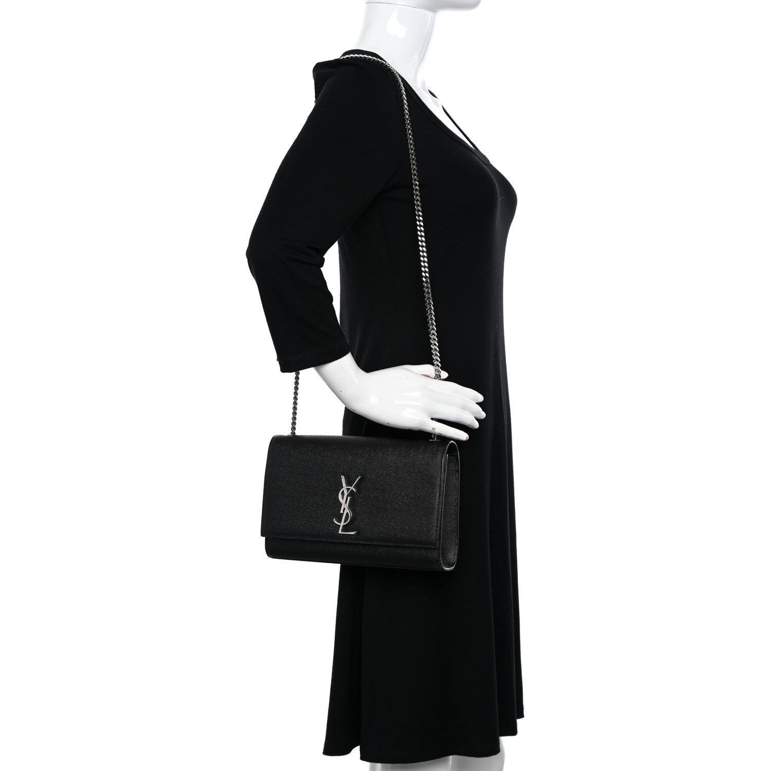 Saint Laurent Grain De Poudre Medium Classic Monogram Kate Satchel Black 2 of 12